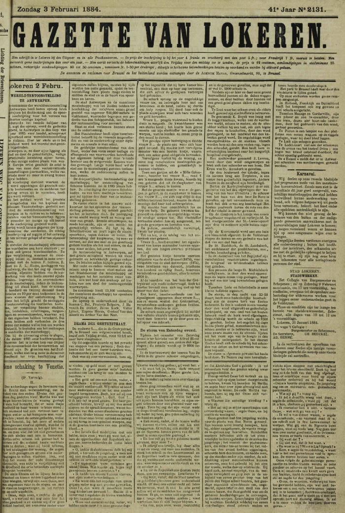 Gazette van Lokeren 03/02/1884