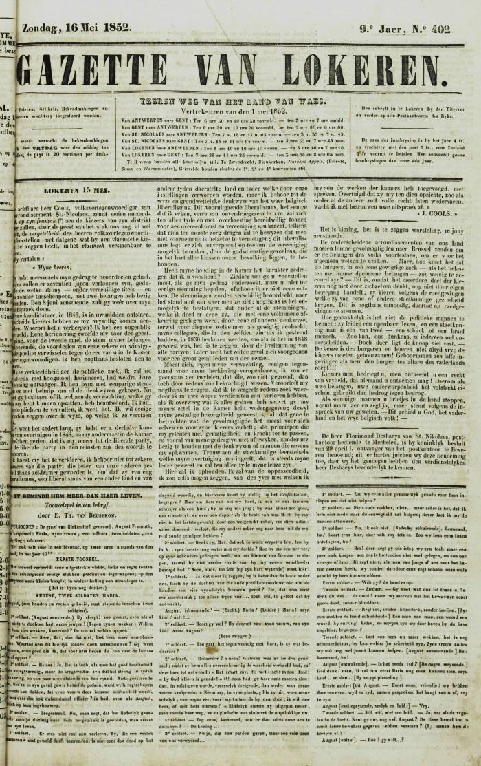 Gazette van Lokeren 16/05/1852