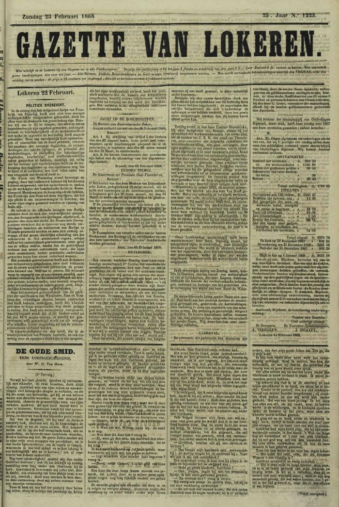 Gazette van Lokeren 23/02/1868