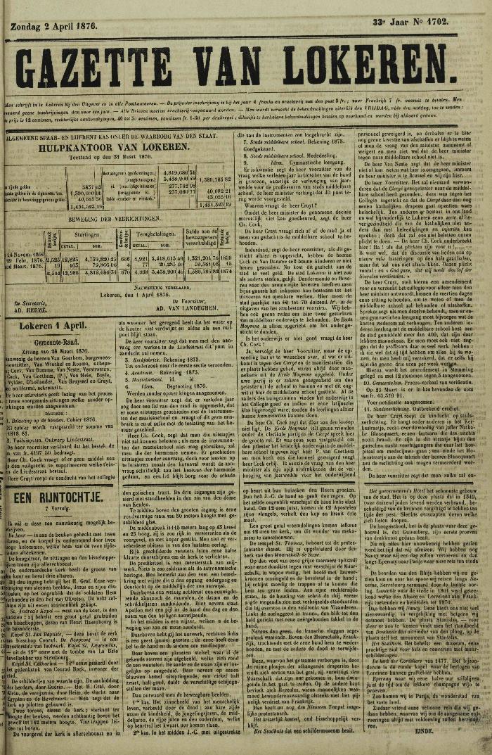 Gazette van Lokeren 02/04/1876