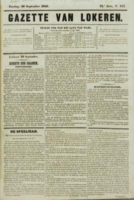 Gazette van Lokeren 30/09/1855