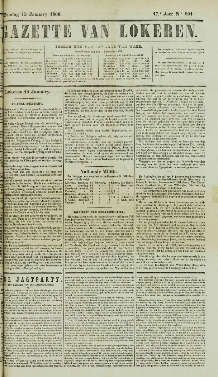 Gazette van Lokeren 15/01/1860