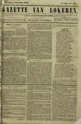 Gazette van Lokeren 09/12/1849