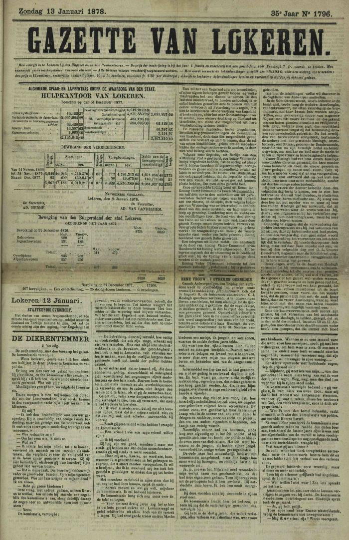 Gazette van Lokeren 13/01/1878