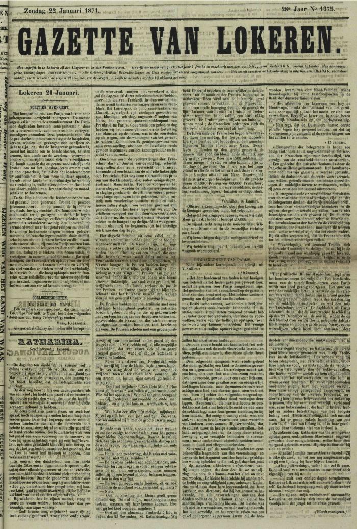 Gazette van Lokeren 22/01/1871