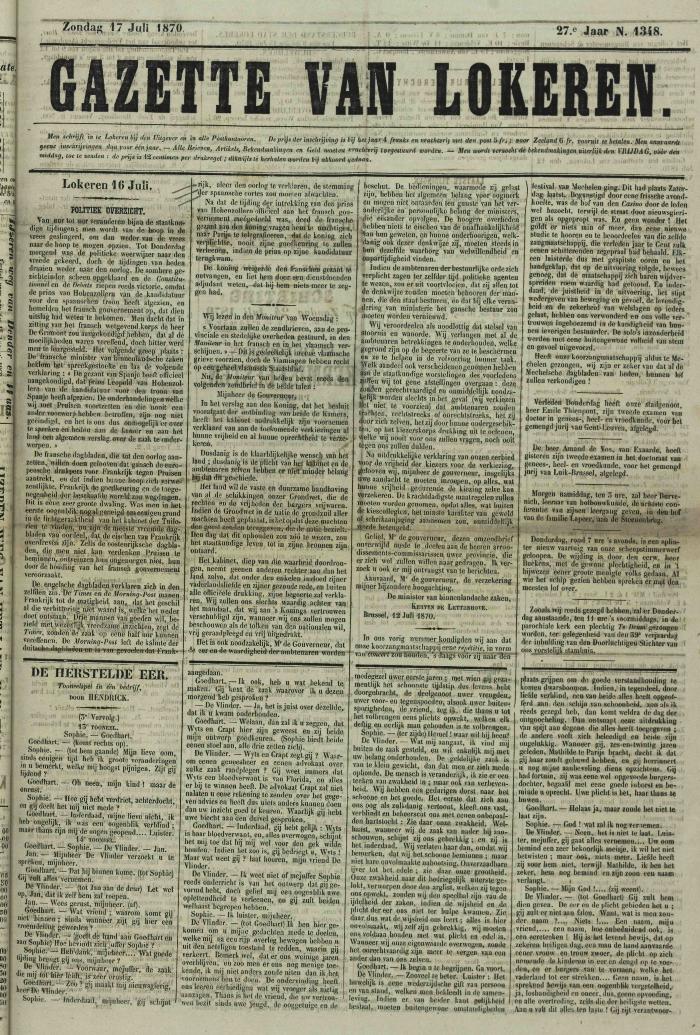 Gazette van Lokeren 17/07/1870