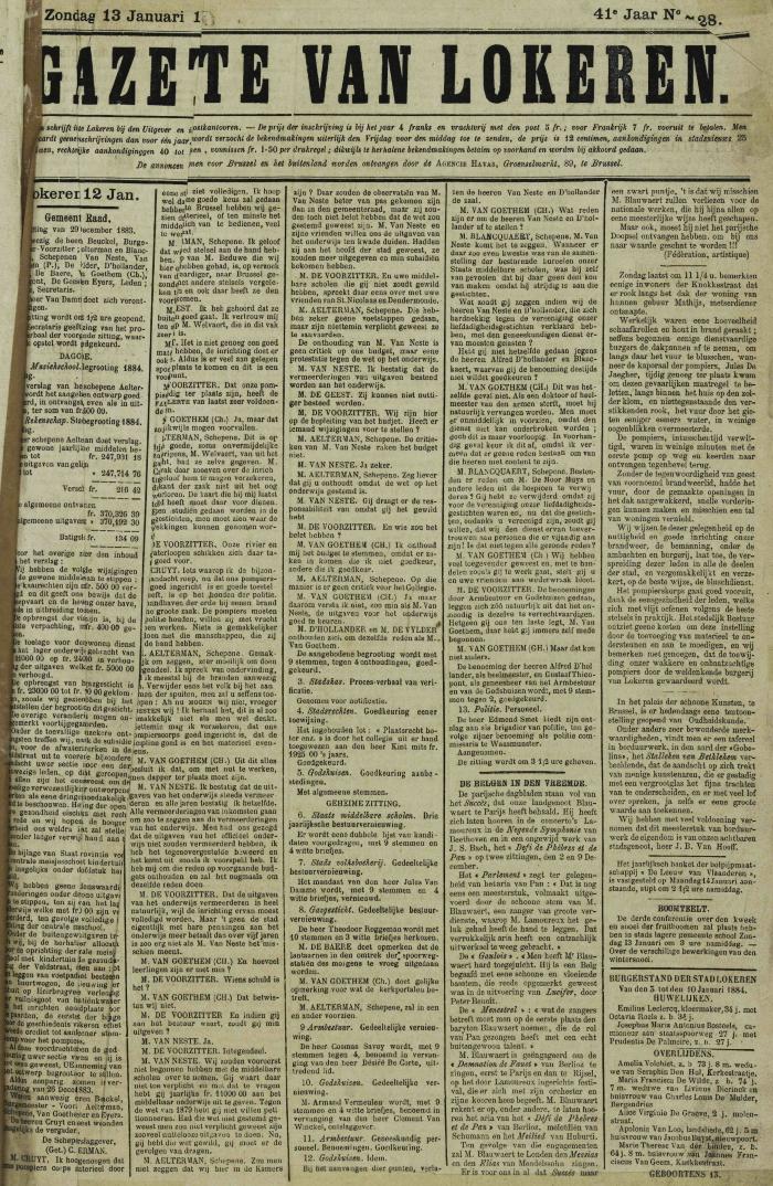 Gazette van Lokeren 13/01/1884