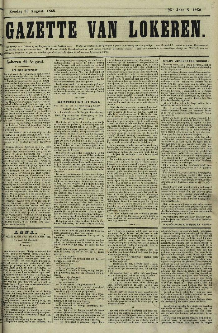 Gazette van Lokeren 30/08/1868