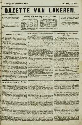 Gazette van Lokeren 19/11/1854