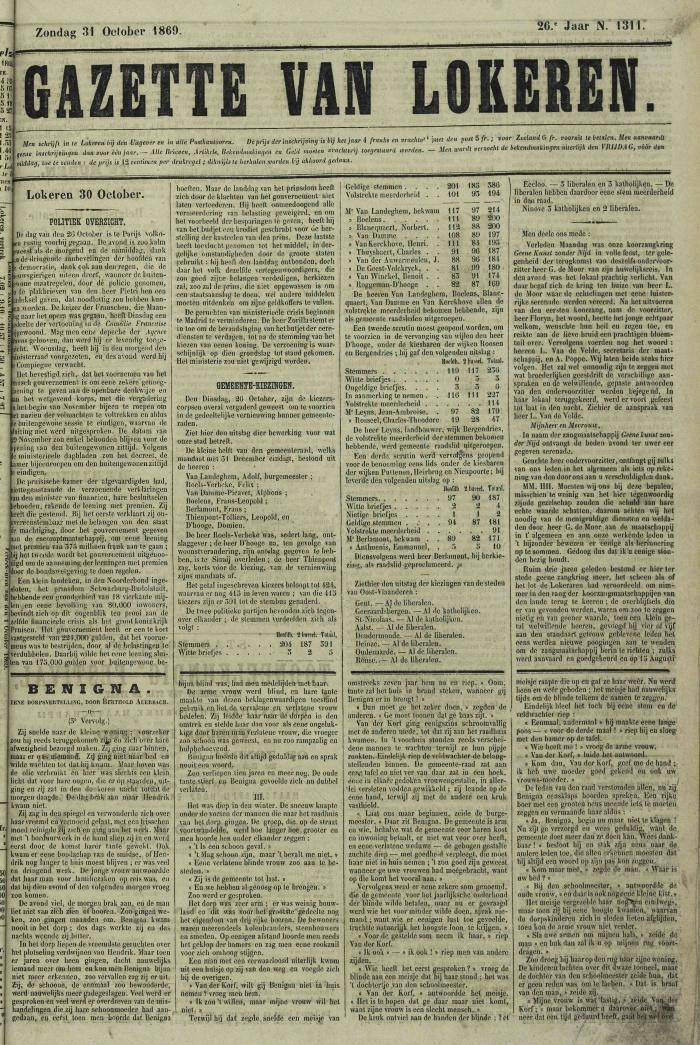 Gazette van Lokeren 31/10/1869