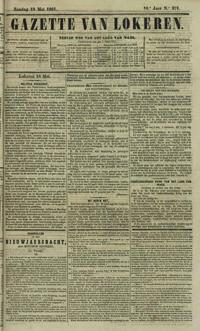 Gazette van Lokeren 19/05/1861