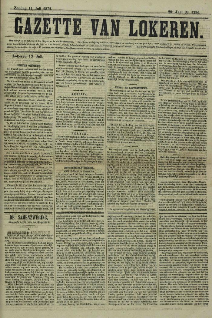 Gazette van Lokeren 14/07/1872