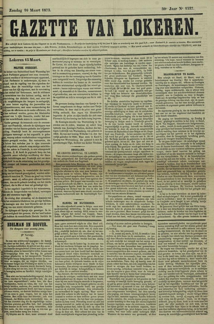 Gazette van Lokeren 16/03/1873