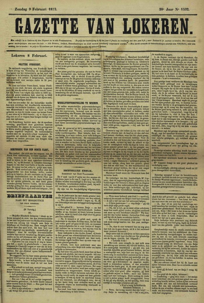 Gazette van Lokeren 09/02/1873