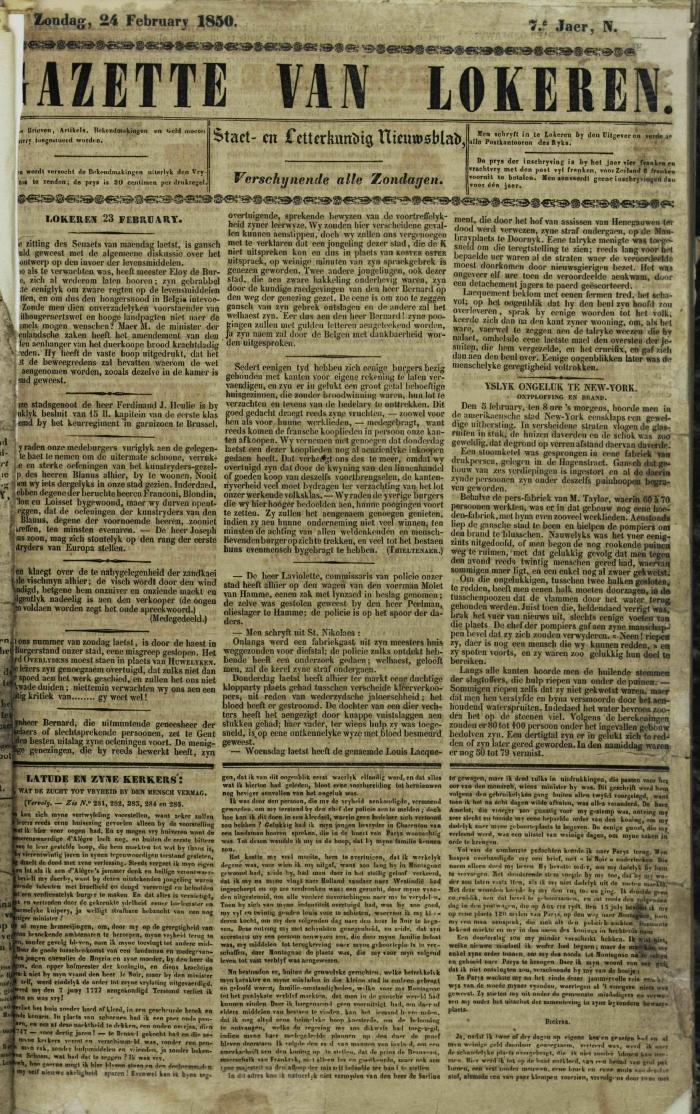 Gazette van Lokeren 24/02/1850