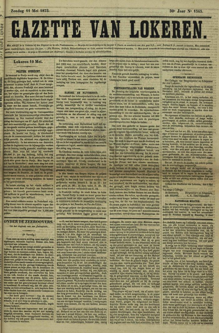 Gazette van Lokeren 11/05/1873