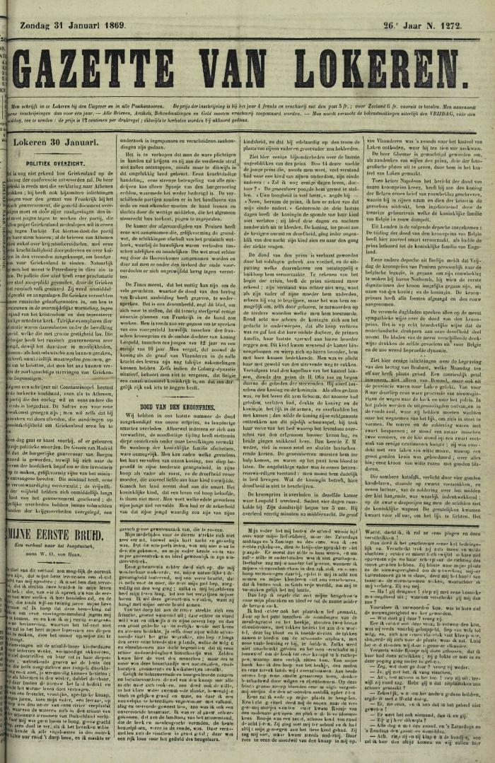 Gazette van Lokeren 31/01/1869