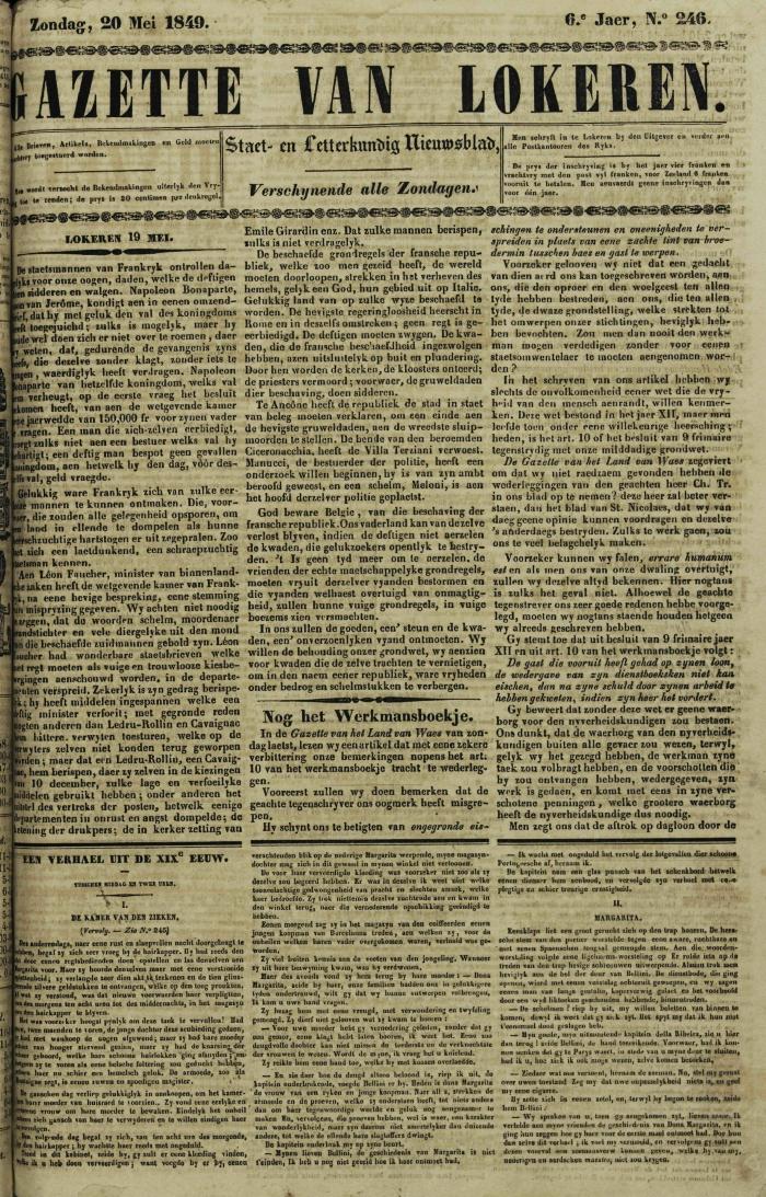 Gazette van Lokeren 20/05/1849