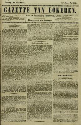 Gazette van Lokeren 13/04/1851