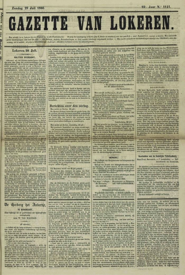 Gazette van Lokeren 29/07/1866