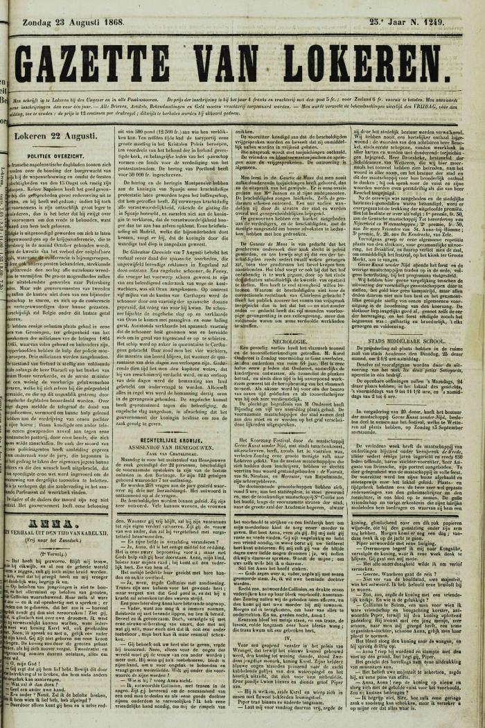 Gazette van Lokeren 23/08/1868