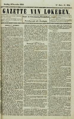 Gazette van Lokeren 09/11/1851