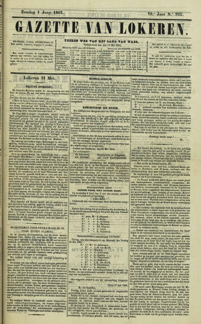 Gazette van Lokeren 01/06/1862