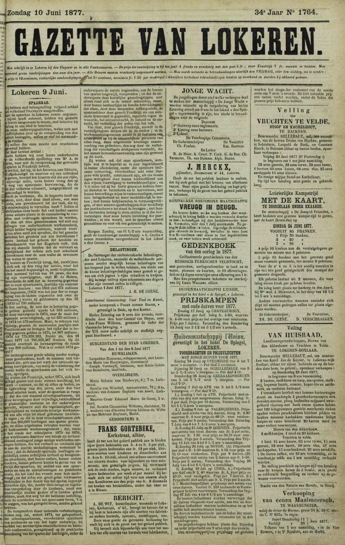 Gazette van Lokeren 10/06/1877