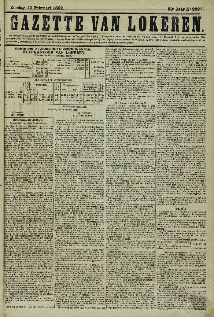 Gazette van Lokeren 12/02/1882