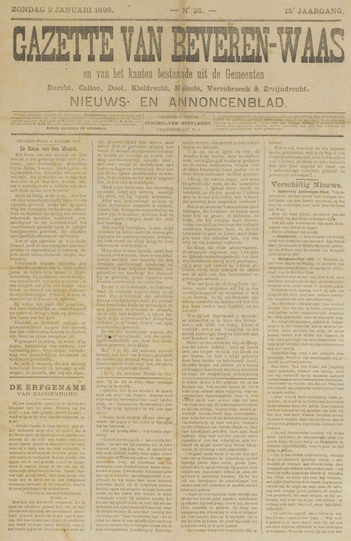 Gazette van Beveren-Waas 09/01/1898