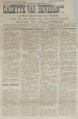 Gazette van Beveren-Waas 14/08/1892