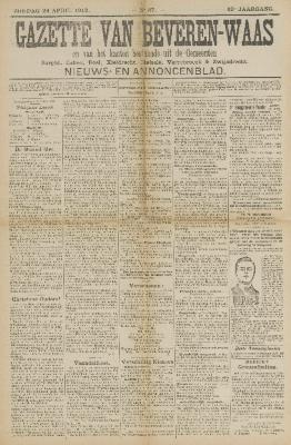 Gazette van Beveren-Waas 28/04/1912