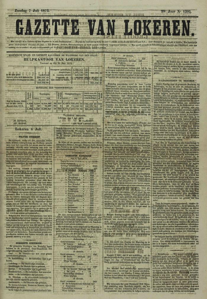 Gazette van Lokeren 07/07/1872