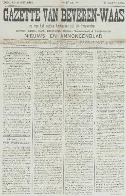 Gazette van Beveren-Waas 31/05/1891