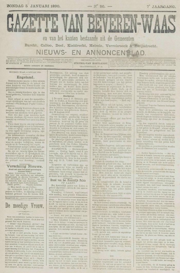 Gazette van Beveren-Waas 05/01/1890