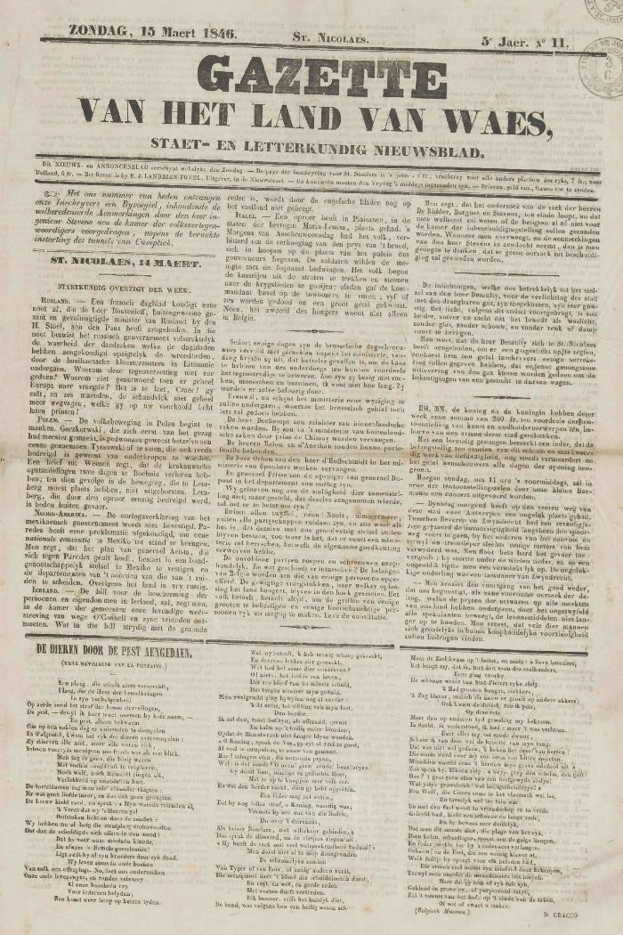Gazette van het Land van Waes 15/03/1846