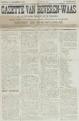 Gazette van Beveren-Waas 06/12/1891