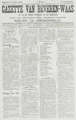 Gazette van Beveren-Waas 22/04/1906