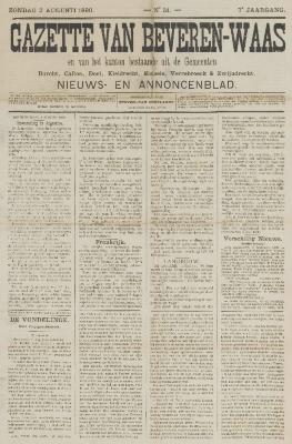Gazette van Beveren-Waas 03/08/1890