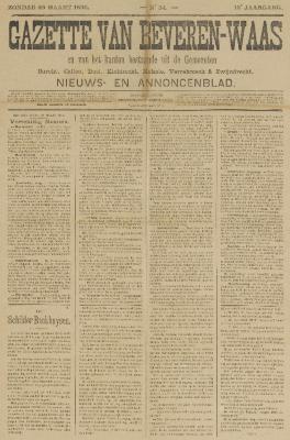 Gazette van Beveren-Waas 29/03/1896