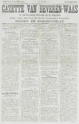 Gazette van Beveren-Waas 17/04/1904