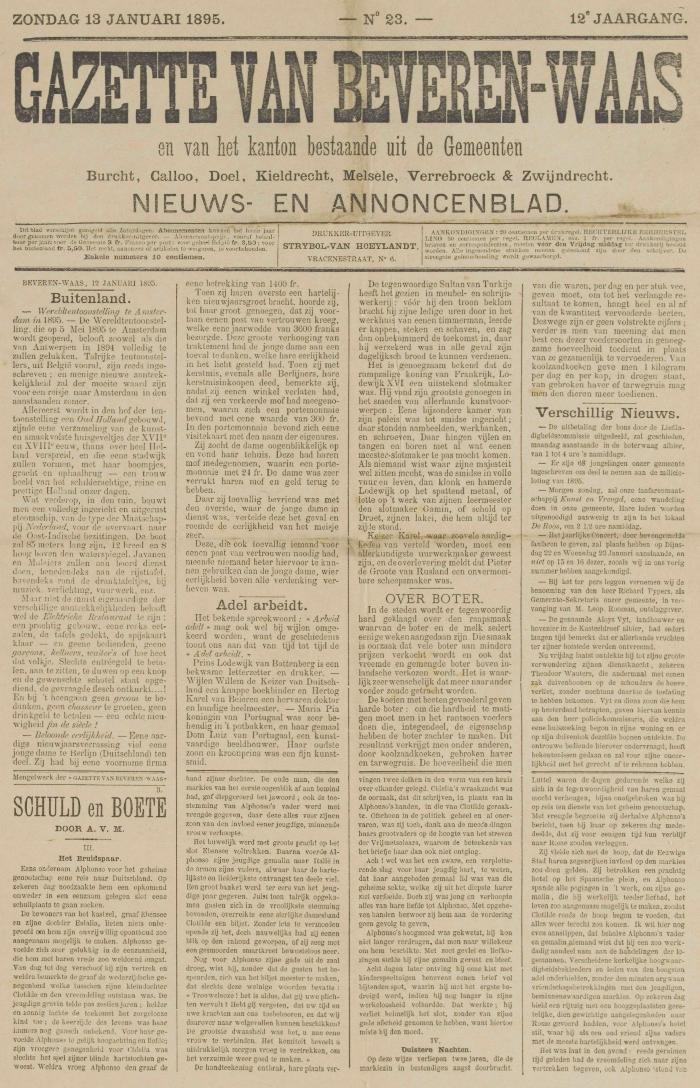 Gazette van Beveren-Waas 13/01/1895