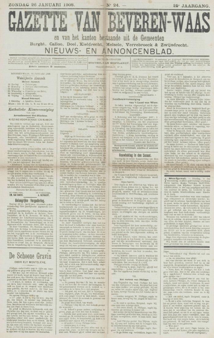 Gazette van Beveren-Waas 26/01/1908