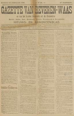 Gazette van Beveren-Waas 23/02/1896