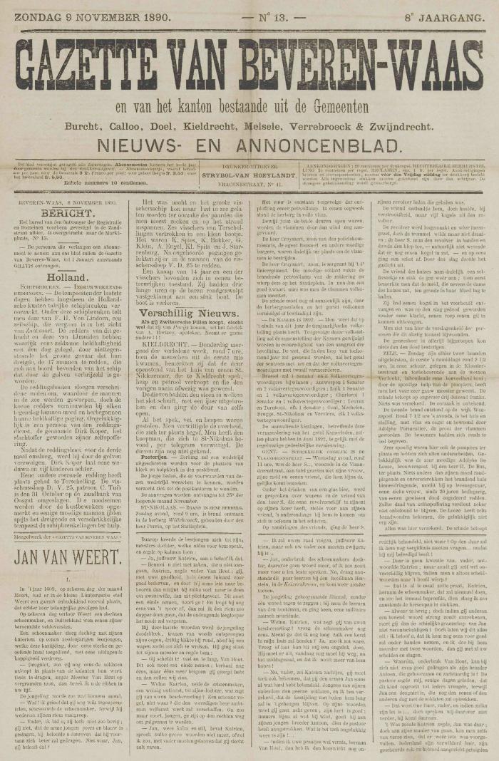 Gazette van Beveren-Waas 09/11/1890