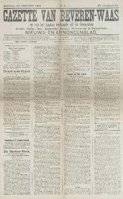 Gazette van Beveren-Waas 22/08/1909