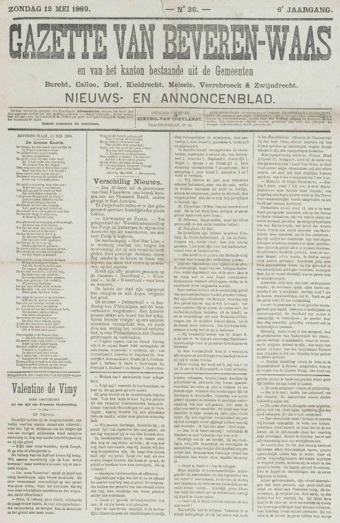 Gazette van Beveren-Waas 12/05/1889