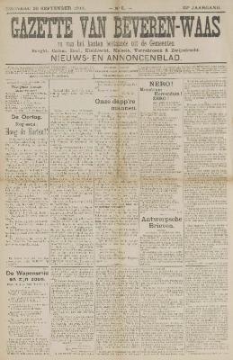 Gazette van Beveren-Waas 20/09/1914
