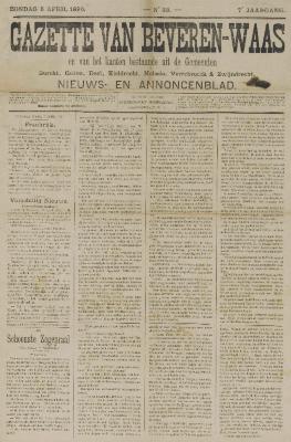 Gazette van Beveren-Waas 06/04/1890