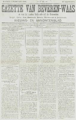 Gazette van Beveren-Waas 07/02/1904